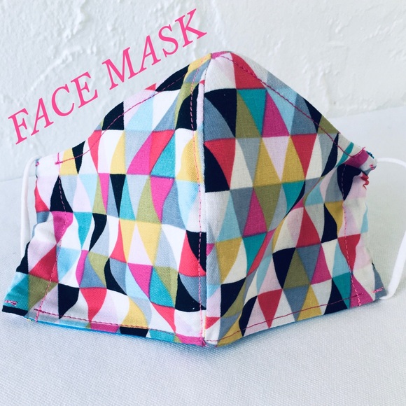 Hand Crafted Accessories - HAND CRAFTED FACE MASK COTTON GEOMETRIC COLORFUL